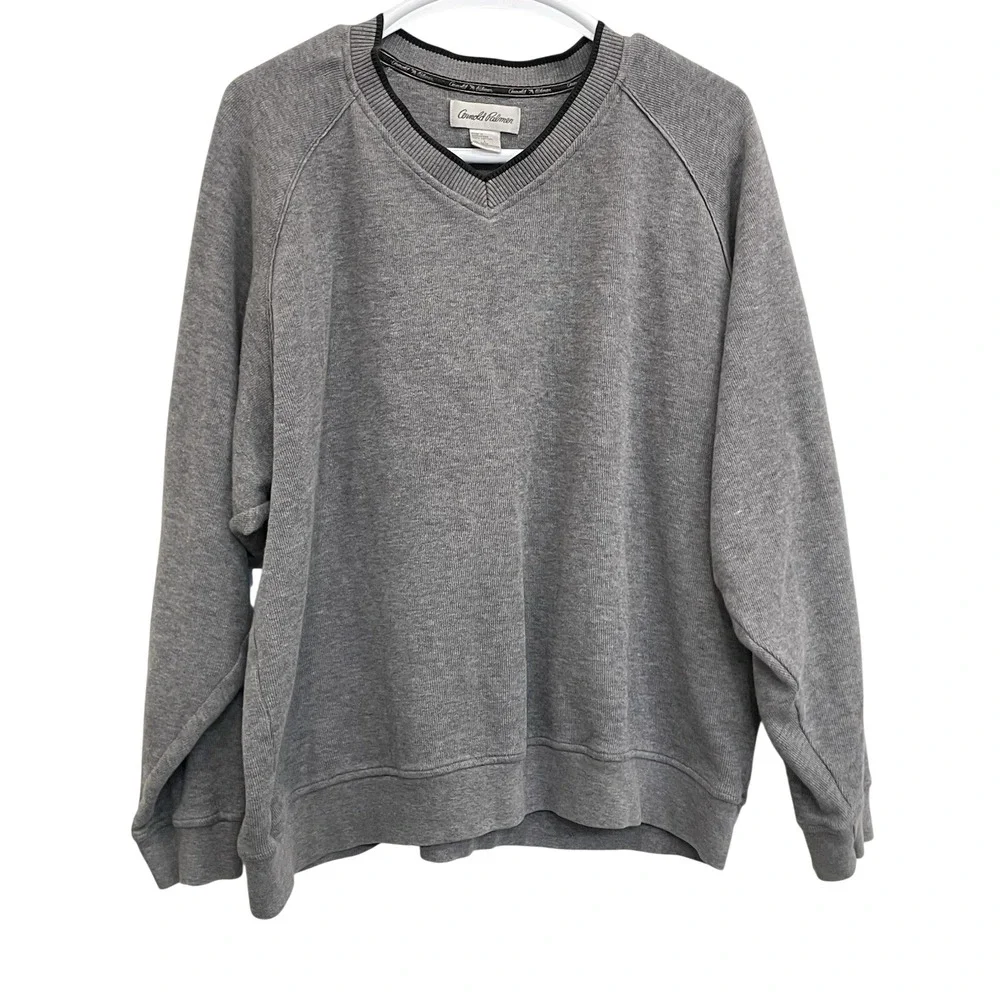 Arnold Palmer Sweatshirt Men's Large Gray Palmer Golf V-Neck Cotton Pullover